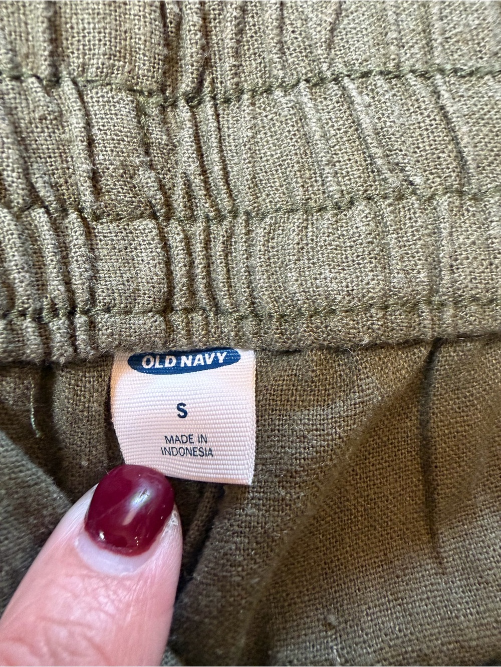 Old Navy Linen Blend Wide Leg Pants Olive Green Pull On Size Small - Picture 7 of 11